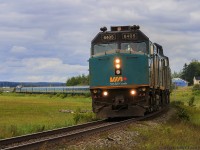 With a wave from the friendly crew, VIA 14 is eastbound, rounding the S-Curve at Upper Dorchester, New Brunswick. 