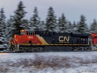 Panning an AC, 2949, as they head through the snow at Passekeag, New Brunswick. 