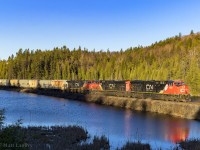 CN 2983 leads a small eastbound 594 empty potash train, as they make the uphill climb out of Saint John, New Brunswick with relative ease, as they approach Torryburn, and Renforth, New Brunswick. This is a location that I like to shoot at, but eastbounds first thing in the morning rarely run, so I couldn't pass this shot up on this morning. 