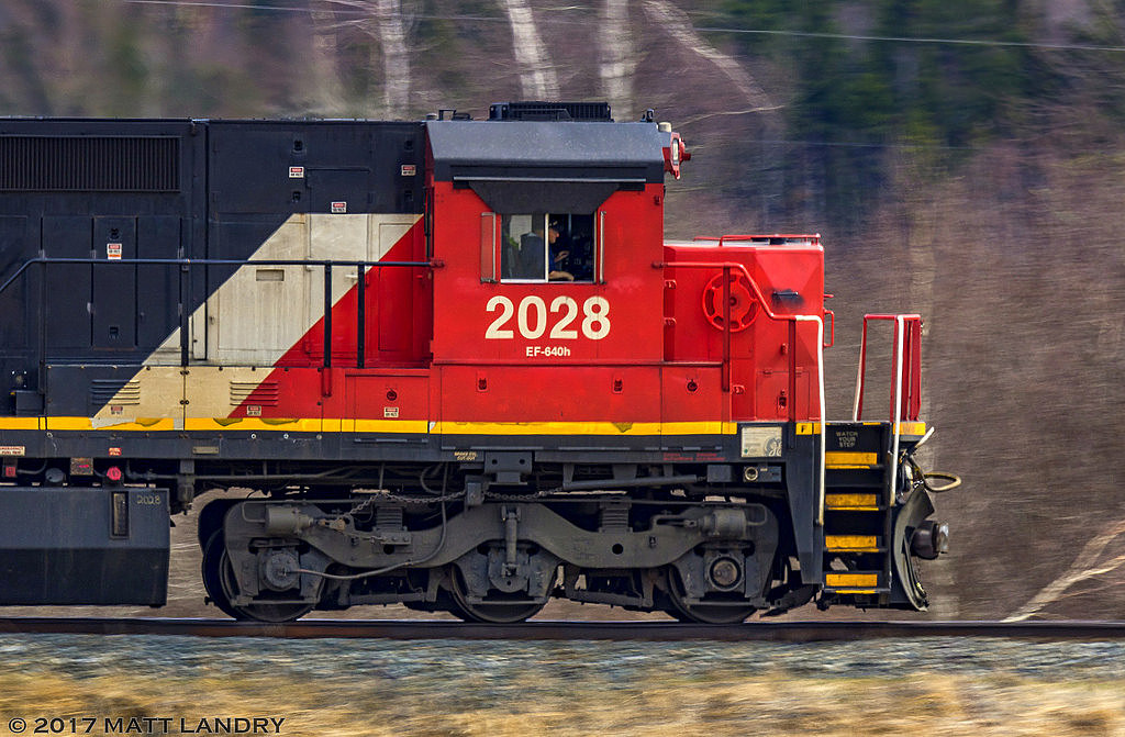 New Sigma 150-600mm C Lens Test. CN 2028 leads westbound train 406, as they approach McCullys, east of Sussex, New Brunswick. This was a pan shot taken at around 450mm. It turned out decent. It was my first attempt of a pan shot wit the lens. Turned out relatively well.