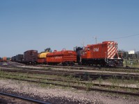 In 1987, TH&B GP-7 #76 was rebuild to CP GP-7u #1686 at  Angus Shops in Montreal. The rebuilt unit was initially
assigned to Hamilton and is working the North Yard at Aberdeen on former home rails.