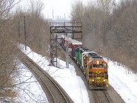 SLR 805, SLR 3805, CBFX 6029 & CBFX 6028 lead detour SLR 393 by North Jct on CP's Adirondack Sub in Montreal West.