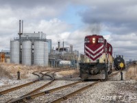 The OSR backs a car into AOC Resins in the north end of Guelph, ON.