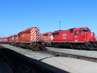 Odd duckling GP40-2 #4650 has been moved into the clear after being buried for a couple of years! To the left 4 stored SD40-2's sandwich a stored GP38-2.