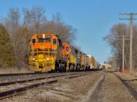 It was early March when spring made it's first appearance this year, but we know how that ended.  Today GO Transit/Metrolinx began brush clearing and fencing operations from Guelph Junction (Alma Street - mile 49.79) through to Imperial Road in Guelph's west end (mile 51 approximately).  Having lived near the Junction all my life it's one of those places close to me.  I remember seeing the Amtrak International pass through around lunch time; eventually becoming standard VIA 85 with it's wrapped F40's for CBC, Spider Man, Budweiser and the Quebec Lotto wrap; the turd.  Various geeps frequented the locals and 6 geeps frequently led 432/431 on it's daily trip.  I remember seeing a set of 8! one night around 2000h.  431 came by at that time for a while.  Then there were the Export locomotive's from EMD in London bound for Halifax.  The geeps gave way to the HLCX SD's and soon RailAmerica came under the G&W banner.  The yard at Guelph Junction lost some tracks over the years, but mostly it remains the same.  The south (eastbound) main/passing track from mile 49.80 to mile 48.70 was too removed, leaving Guelph mostly single tracked, save for mile 48.70ish to mile 49.09 (Dublin Street).  The Guelph Sub became CTC controlled instead of OCS, GO Transit began operating the Guelph Sub for it's second time, now continuing to Kitchener, and most recently, CN is preparing to reclaim the Guelph Sub and various spurs.  The place has changed, and will continue changing, but it'll always be "Alma Street."