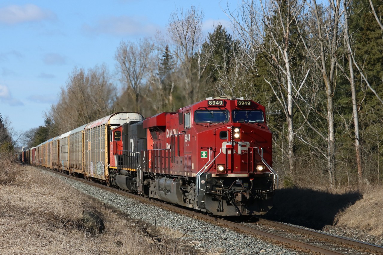 A sunny April Fools morning as 234 passes Killean.