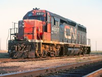 CN 4017 seen here on an August evening on the shop track at Toronto yard. Looking a little worn and will be re-numbered in the next year so to 9317 and hopefully a fresh coat of paint along with the new number.