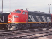 A bright afternoon and a clean shinny nose on 9172 as it idles at the diesel shop. The shop staff there seemed reasonable with people taking pictures on the property and it also helped that I was a CN employee at the time.