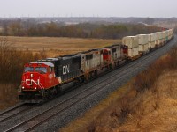 These days, CN is throwing whatever moves into a consist. This day was no exception as 5660, PRLX 204 and PRLX 203 pull 149's freight towards Toronto. The SD75 variant trio was certainly a sight to see and sounded fantastic!