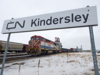CN 540 is busy assembling it's train at the small yard in Kindersley Saskatchewan, BCOL 4624 and GECX 7330 are the power.  