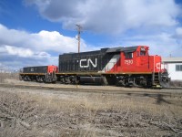 CN GP38-2 7510 and slug 503 sitting in Hinton, AB. 