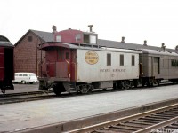 Ontario Northland steel offset-cupola caboose 97 is pictured at North Bay in 1955. 