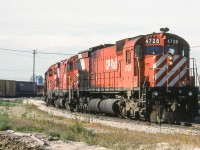CP 4728 is rounding a curve near the engine facility in Toronto on August 8, 1987.