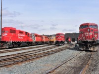 Six different locomotive models occupy the west end tracks on this day. GP38-2 3062, SD40-2 6069 & 5920, SD70M UP 3908, AC4400 9817, GP20eco 2319 & ES44AC 8738.