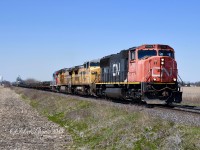 Train 509 heads back to London, ON., from Sarnia with CN 5407 leading and two GECX leasers trailing. They wyed the power in Sarnia and picked up GTW 6420 for the return trip.