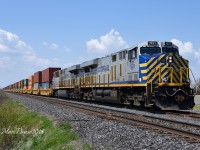 Double CREX power on Train 148 out of Sarnia today. CREX 1521 with CREX 1504 cross Waterworks Sideroad east bound.