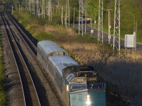 VIA 39 has VIA 6455 leading two LRC and two HEP cars as it heads west through Pointe-Claire.