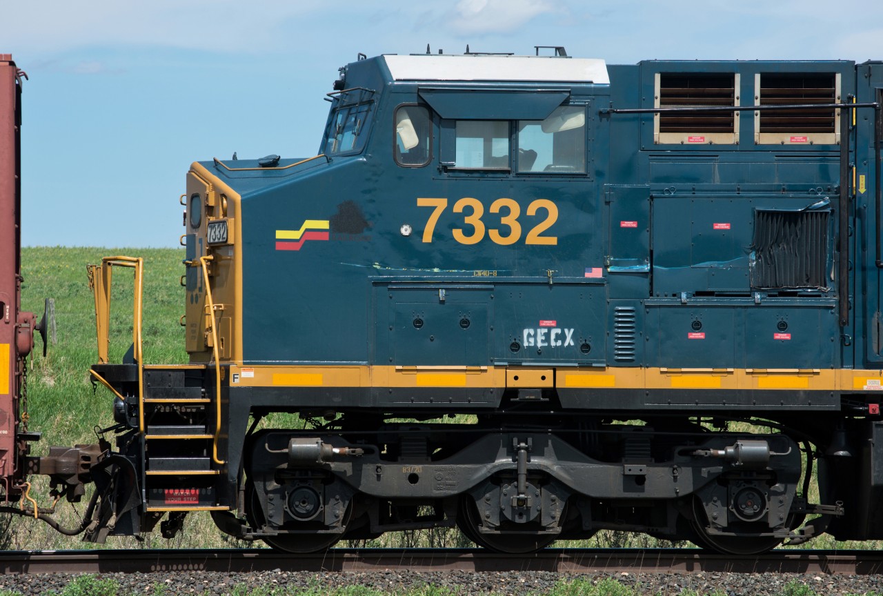 A modern day rent-a-wreck pauses during some switching moves at Biggar.