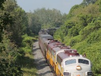 The Royal Canadian Pacific train is seen rounding the bend on the outskirts of Port Hope. It would continue east towards Smith Falls and to Montreal.
