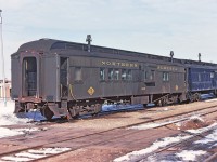 NAR 300, a combine or comboose take your pick. This car was built in 1899 and was still in regular service when this image was taken, 1982. It was used on a the NAR  and way freight job north of Edmonton. Generally between trips it was serviced and stored at what we called the "coach yard" at the downtown CN / Via station. On this day it was coupled to NAR 1602, built by Pullman in 1925.