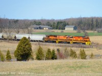 Railpictures.ca contributor <a href=http://www.railpictures.ca/author/noe target=_blank>Jason Noe</a> and I teamed up for this photo, we ended up meeting up in Kitchener by chance and heard 516 was west of town and coming our way, so we went west to see what we could find, and ended up here. We had a bit of a wait on our hands, but you could hear this train coming for miles as they seem to be up-grade leaving Baden.It sounded so good before I took some photos I dropped my phone in the grass on record to capture the action. I've since extracted and edited the audio, and I'll let you listen for yourself, but I was clicking the camera shutter with some fury, and it is included in the audio because I just don't know how to edit it out. <a href=http://steve.hostovsky.com/april18/516_audio_cropped.mp3 target=_blank> MP3 is linked here - click to listen</a> and turn up your audio. What a show.