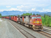 The Edson Sub was a disaster on May 24th, primarily due to train M347 (single unit) running out of fuel on the double track at Dalehurst. Q191 was behind them and shoved them down the hill into the clear in the siding at Hinton. Here we see Q191's power about to cut off from M347's tailend and proceed back to their train around Mile 165. PRLX SD75M 219 will lead the return trip.