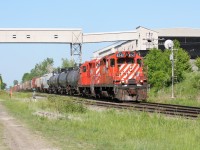 Canadian Pacific's Hamilton Turn with GP9u 8242 and a sister roll westbound through Zorra, Ontario on the Galt Subdivision. 