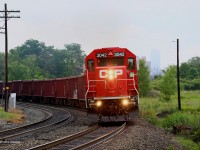 Canadian Pacific's GPS Train highballs passed Streetsville for Dumping on the Hamilton sub good to see the Older EMDs back on CP other then the normal GE lash-ups