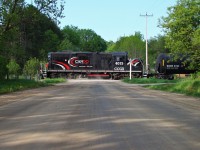 CCGX 4015 rumbles through Osprey Valley Golf Course not long after departing Orangeville on a beautiful May morning. A detour led us to this spot on Beachgrove Side Rd. as it intersects the golf course. 