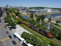 GP9's CN 7226 & CN 4115 lead a short cut of intermodal traffic out of the Port of Montreal. 