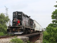 This morning seemed like a good time to check off another OBRY location from my list. This location is the first crossing of the Credit River for the line to Orangeville. While a side shot would have maybe been preferred it all depends on lighting depending on the time of day. The location certainly deserves some scouting out in the future. Here we see the southbound train crossing the river just north of Derry road with highway #407 in the distance.