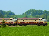 If you ever find yourself near Conc. 8 this is a great spot for pans on the Hamilton subdivision, and what better subject than two elephant style F units peeking from out of the bushes as CP's 150th train heads north. Keep it classy, CP!