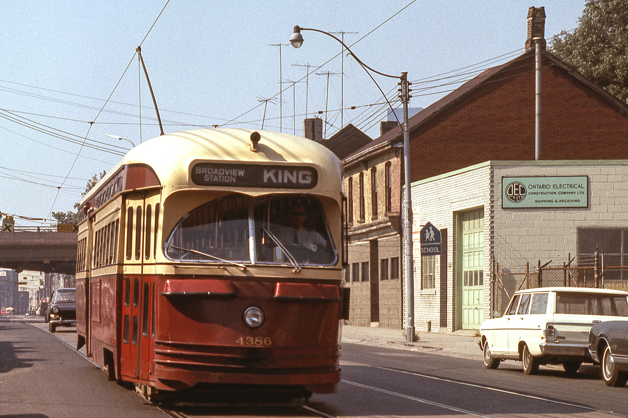 TTC 4386 is in Toronto on a sunny September 13, 1969.