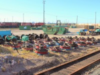 A collection of about 35 cooling/DB blower fans make up this "Field of Fans", that would be the total removed from 7 SD40-2 models (3 cooling & 2 Dynamic Braking per unit) They were shipped out the next day for refurbishing.