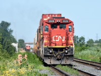 After a quick stop in Sarnia, train 148 departs with CN 2029 in the lead.