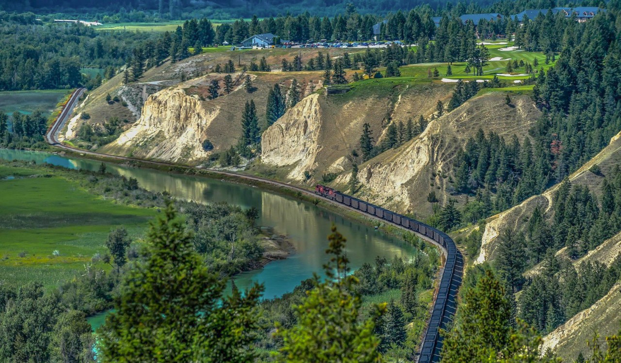 Managed to catch this beautiful train winding through the valley near Invermere, BC.  I love photographing trains and showing the landscape they pass through.