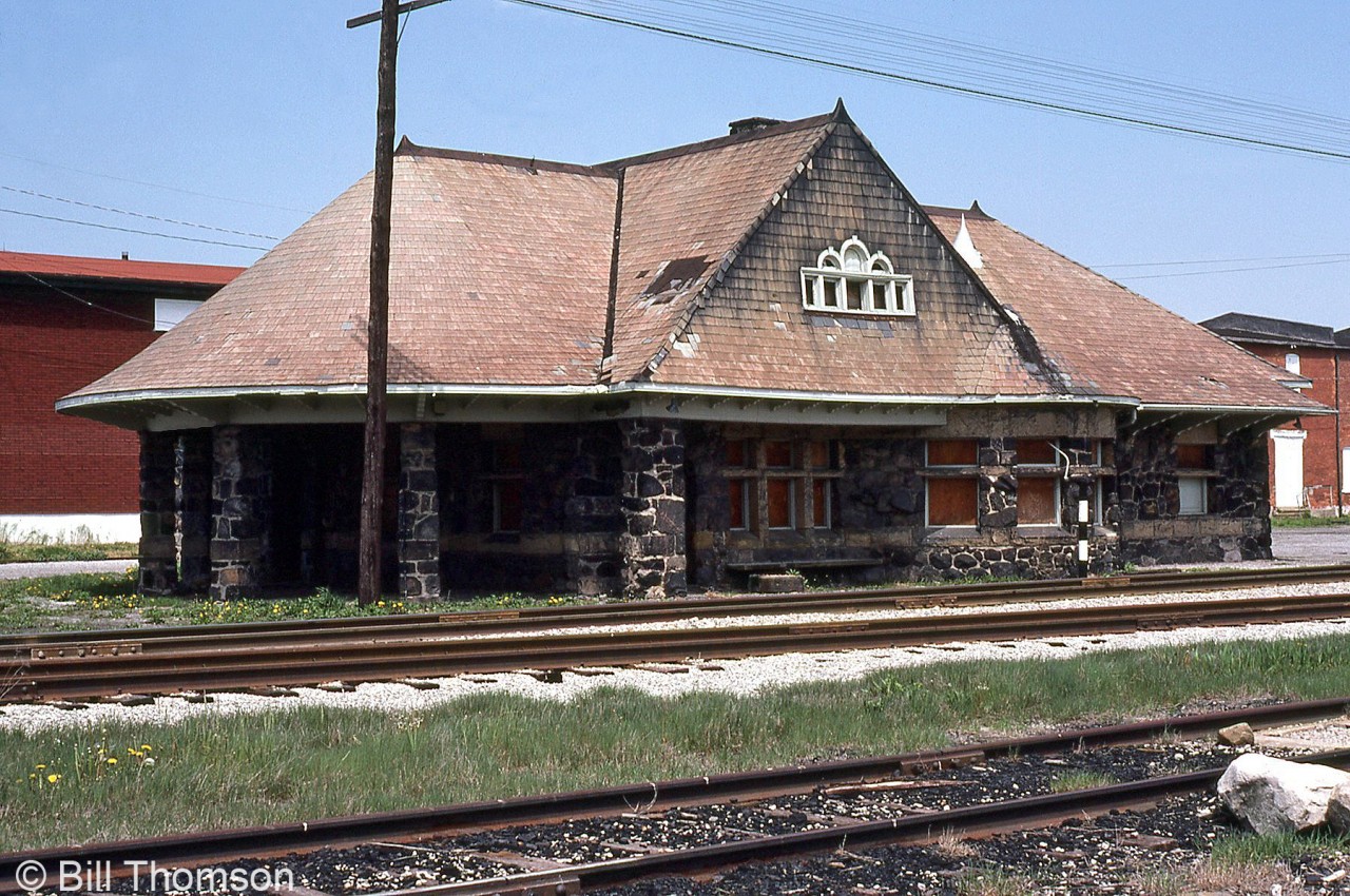Chesapeake & Ohio's Kingsville Station, boarded up and looking a bit worse for wear, is pictured in May 1981. It was located at Mile 30.51 along C&O's Sub 1. The tracks are gone today, but the 1889-vintage station (designated a heritage property) remains, restored and now home to the Mettawas Station Mediterranean Restaurant.