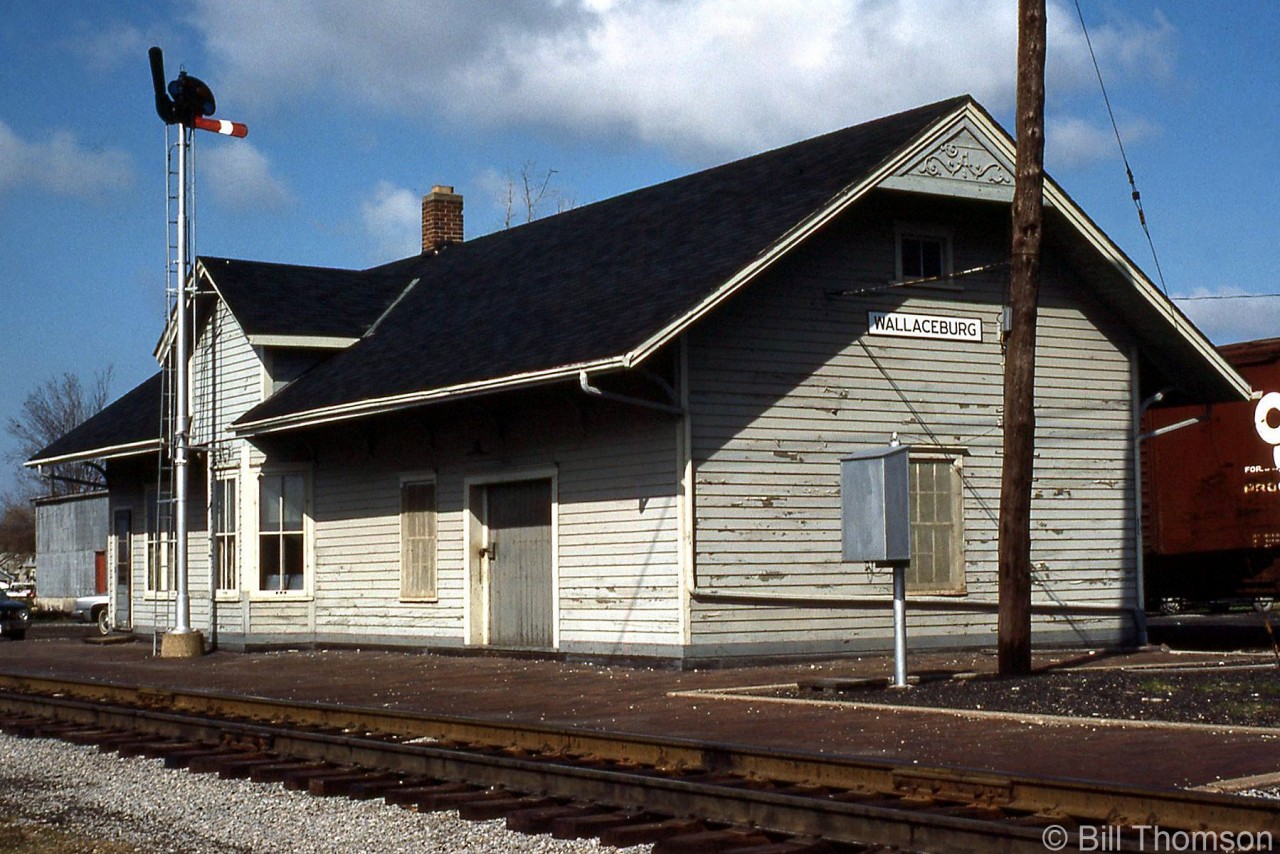 Chesapeake & Ohio's Wallaceburg Station is pictured in May 1976, located at Mile 40.94 along C&O's Subdivision 2 (later becoming the CSX Sarnia Sub).