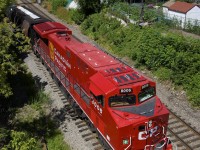 CP 8006 is an AC44CWM rebuilt from AC4400CW CP 9526 and has just entered service very recently. Here it leads ethanol train CP 650 on CP's Adirondack Sub in Montreal West.