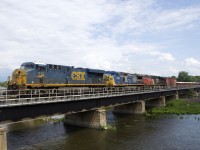 An 85-car CN 327 is crossing the Ottawa River with CSXT 712, ex-CSX unit GECX 7865 & CN 2274 for power.