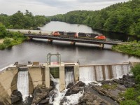 On the road up to the Soo I couldn't resist making a few obligatory stops along the way. Here, CN train no. 486 is seen rolling over the Seguin River in beautiful Parry Sound, Ontario. This is the first photo that I’ve taken with my DJI Mavic Pro that I’ve liked enough to share.
