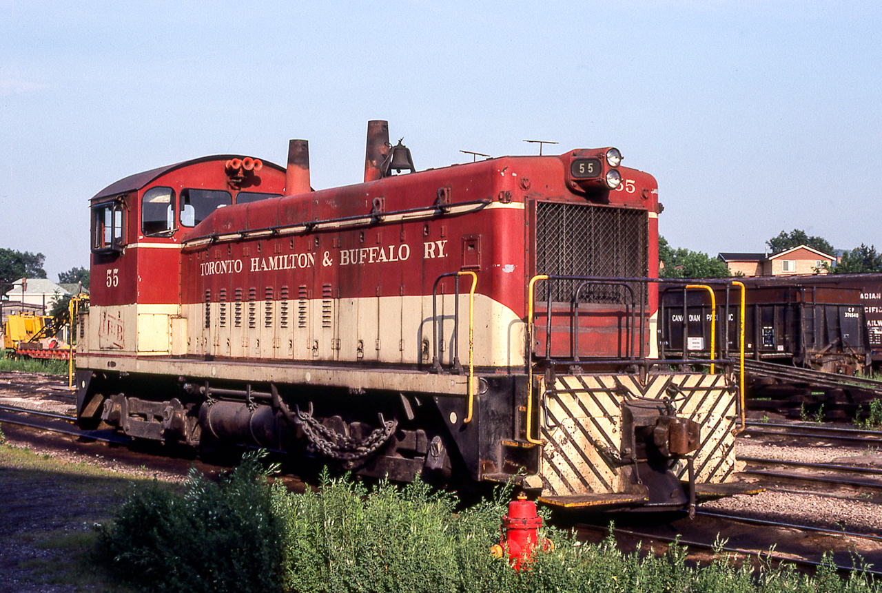 TH&B 55 is in Hamilton, Ontario on July 1, 1981.