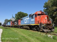 GTW 6221 in the lead shoves back into the elevator in Sarnia to pick up 13 hopper cars.