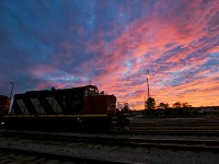 <b>All Set To Go</b> Under a gorgeous fiery sunset at Oakville, our pair of GP9RM's are set for the nights work load on 543. 