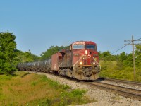 CP 650 heads east nearing Kelso on the Galt Sub.  Shoving on the rear is CP 8719.
