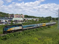 VIA 35 consists of VIA 6434 and four LRC cars as it heads west through Pointe-Claire.