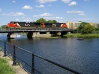 CN 2544 & CN 2963 lead CN 401 over the Lachine Canal.