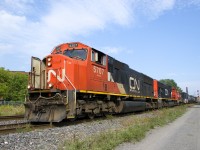 A pair of SD75I's and a GP9 (CN 5707, CN 5667 & CN 4115) are the power on an 85-car CN 527.