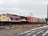 OSR 6508, FP9Au, OSR 182, RS-18u waiting for clearance at Woodstock, Ontario