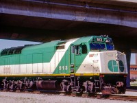 GO 513 sits in the sun in Toronto on August 25, 1984.